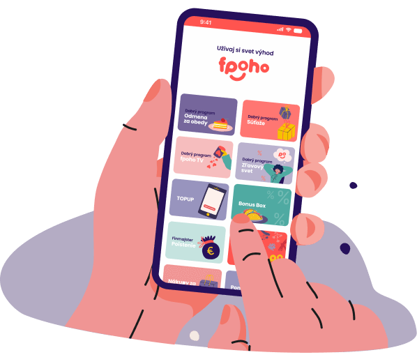 Mockup telefónu zobrazujúci fpoho appku